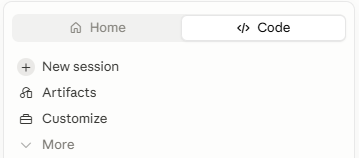 Claude desktop app: Code tab with Customize menu item